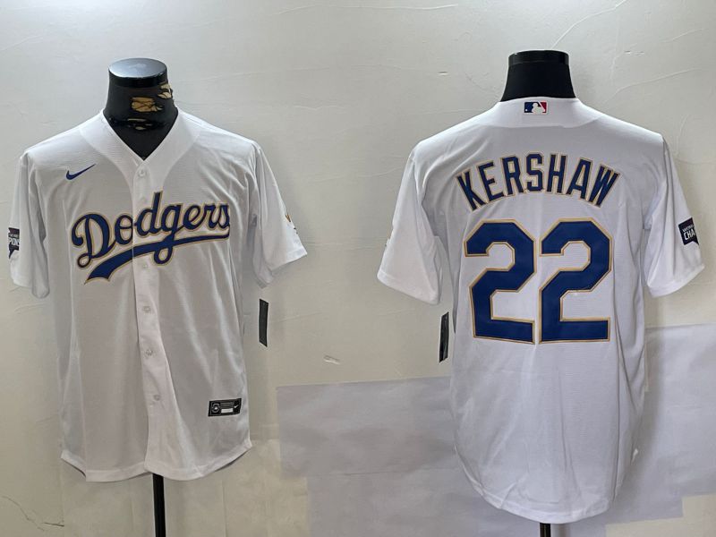 Men Los Angeles Dodgers #22 Kershaw White Game 2024 Nike MLB Jersey style 1->->MLB Jersey